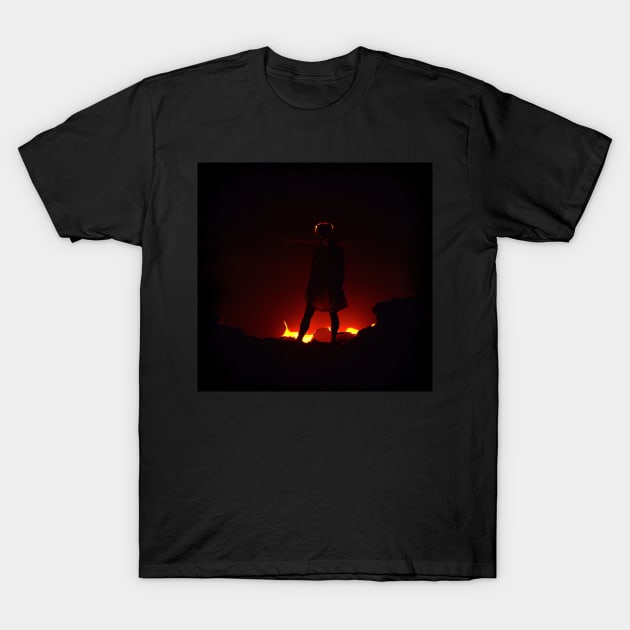 Girl in front of volcanic eruption T-Shirt by Right-Fit27